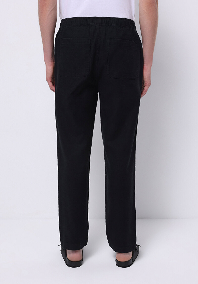 Regular Fit Orta Bel Uzun Paça Astarsız Erkek Siyah Pantolon