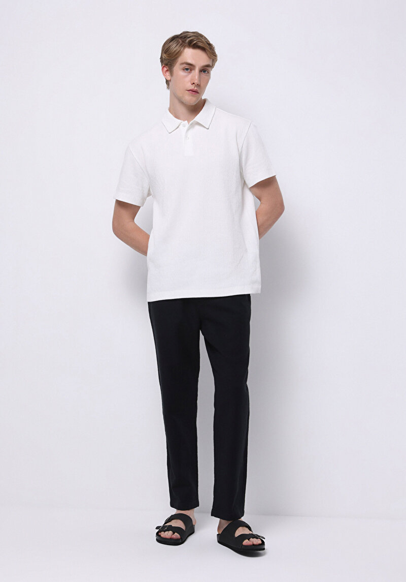 Regular Fit Orta Bel Uzun Paça Astarsız Erkek Siyah Pantolon