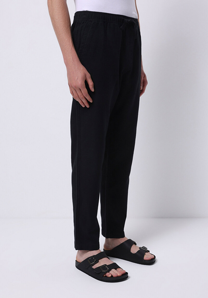 Regular Fit Orta Bel Uzun Paça Astarsız Erkek Siyah Pantolon