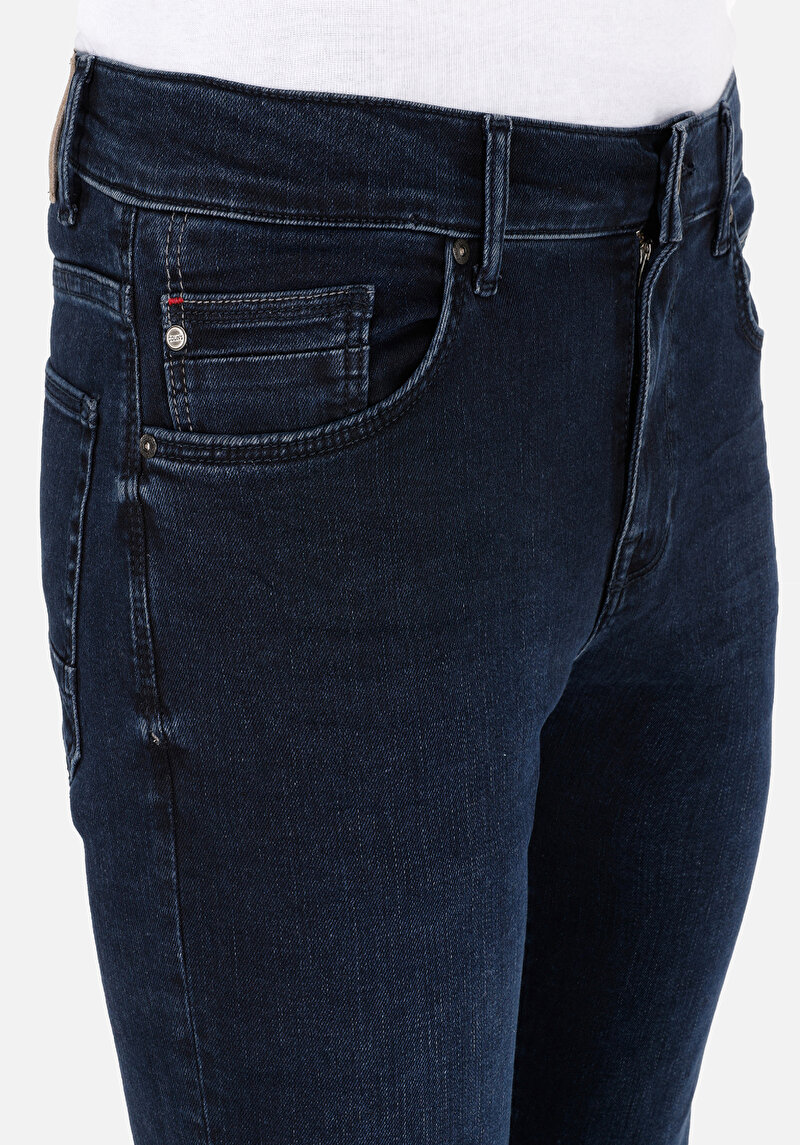 Skinny Fit Düşük Bel Dar Paça Erkek Lacivert Denim Jean Pantolon