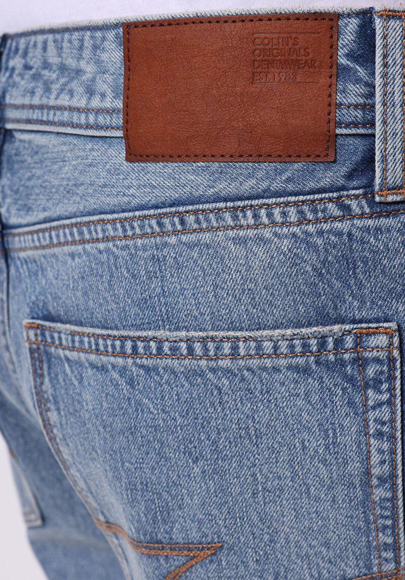 Regular Fit Orta Bel Düz Erkek Denim Jean Şort