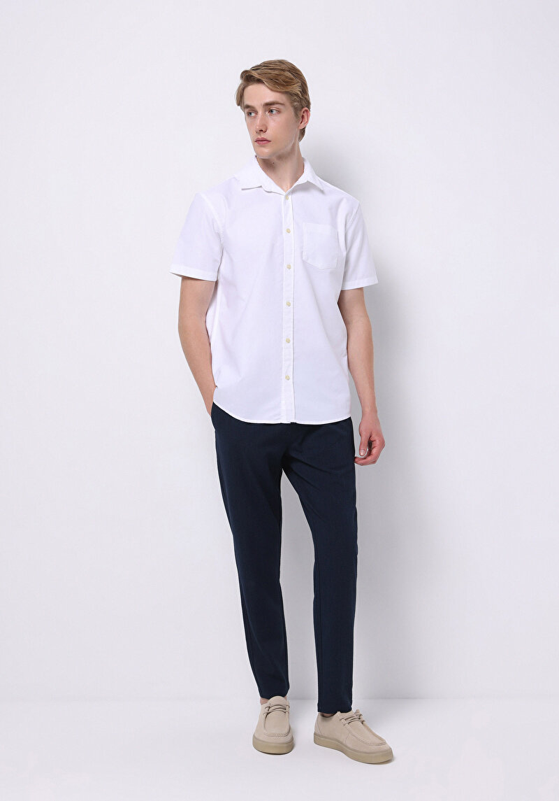 Slim Fit Orta Bel Uzun Paça Erkek Lacivert  Pantolon