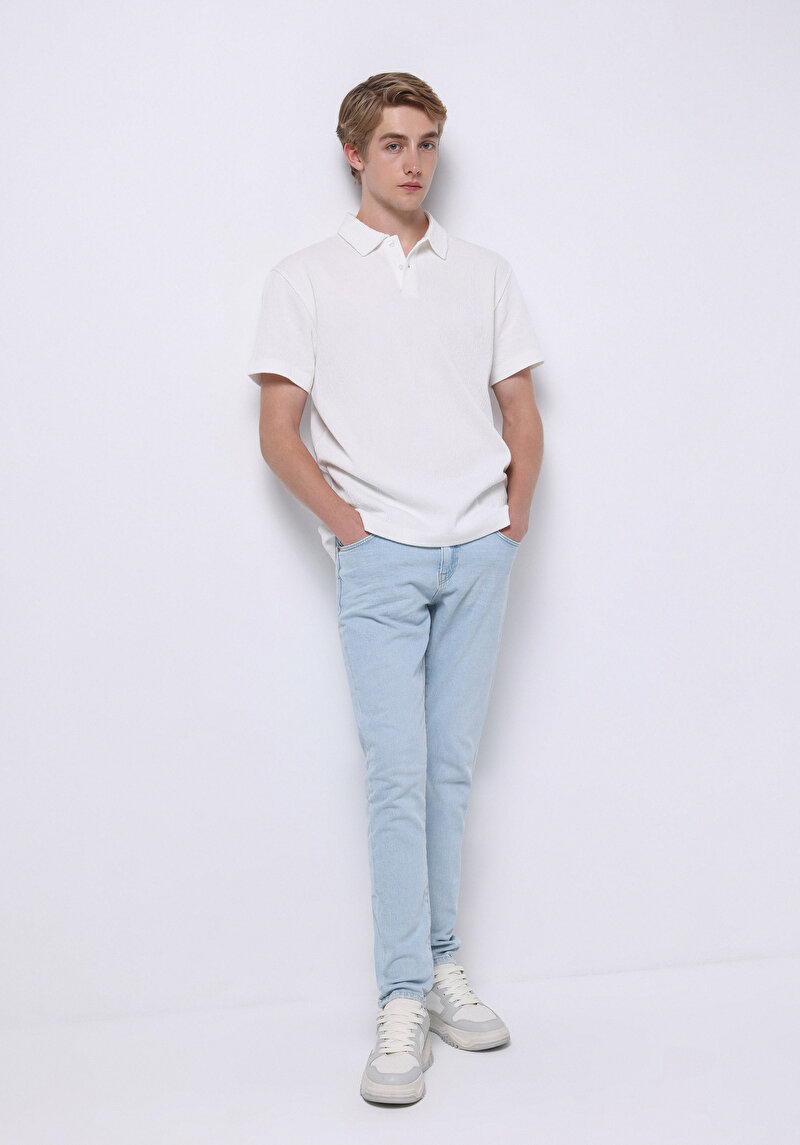 Slim Fit   Erkek İndigo Jean Pantolon