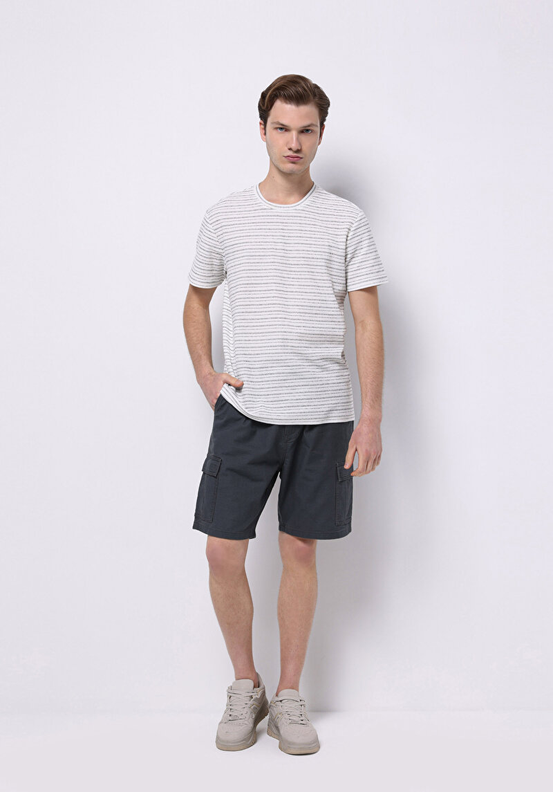 Regular Fit Orta Bel Düz Erkek Antrasit Şort