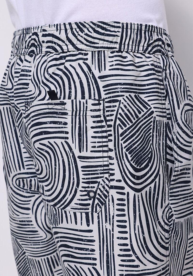 Regular Fit Baskılı Erkek Lacivert Deniz Şortu