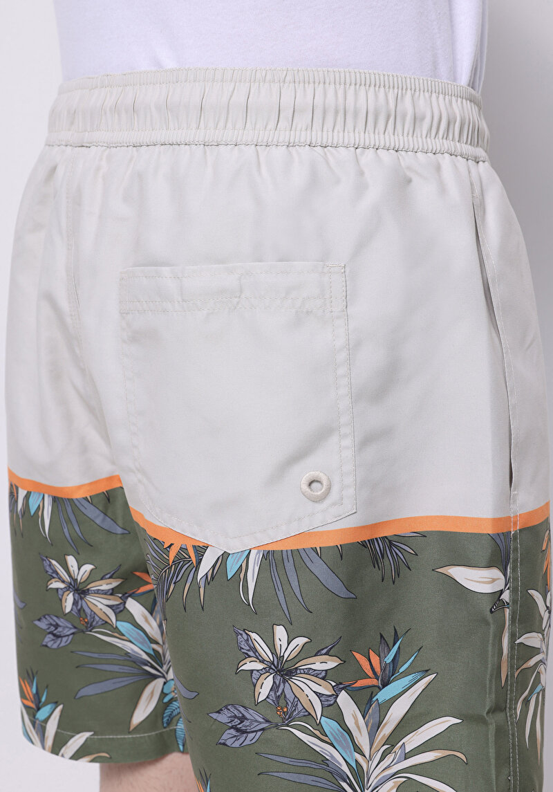 Regular Fit Baskılı Erkek Çok Renkli Deniz Şortu