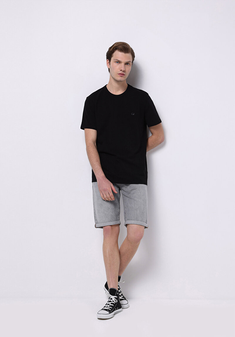 Straıght Fıt Düşük Bel Düz Erkek Gri Jean Şort