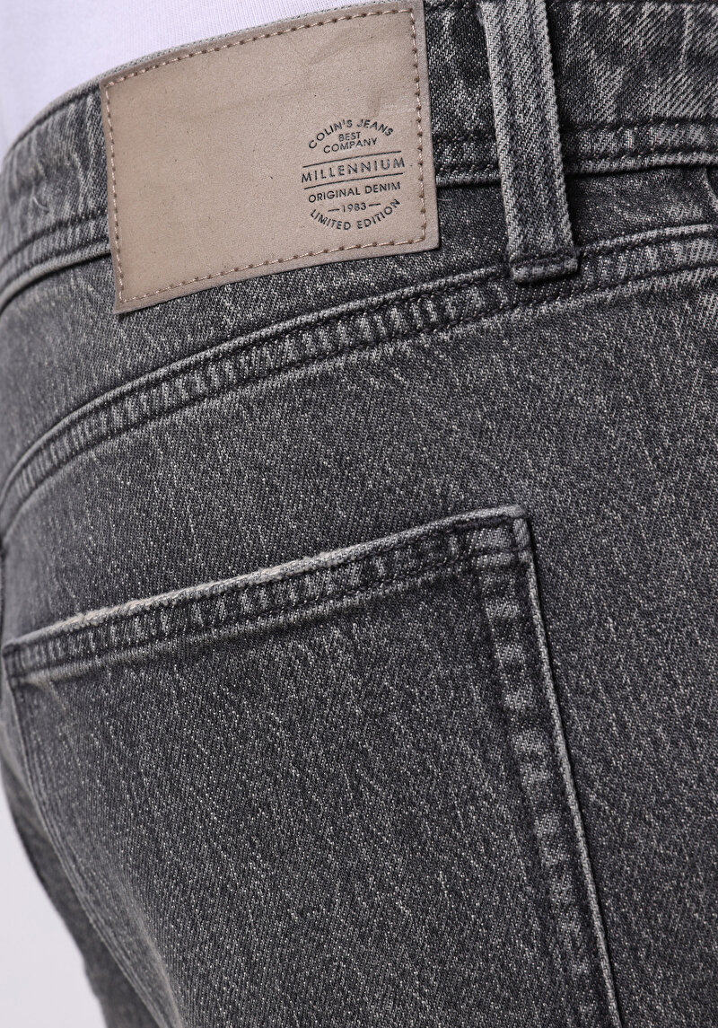 Regular Fit Orta Bel Düz Erkek Siyah Jean Şort