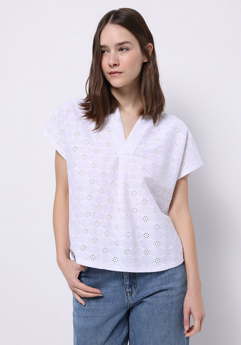 Regular Fit Kadın Beyaz Kısa Kol Tişört