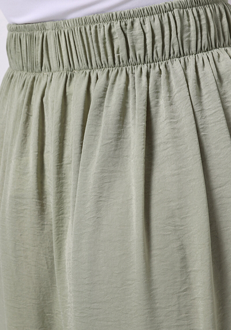 Regular Fit Yüksek Bel Geniş Paça Kadın Yeşil  Pantolon