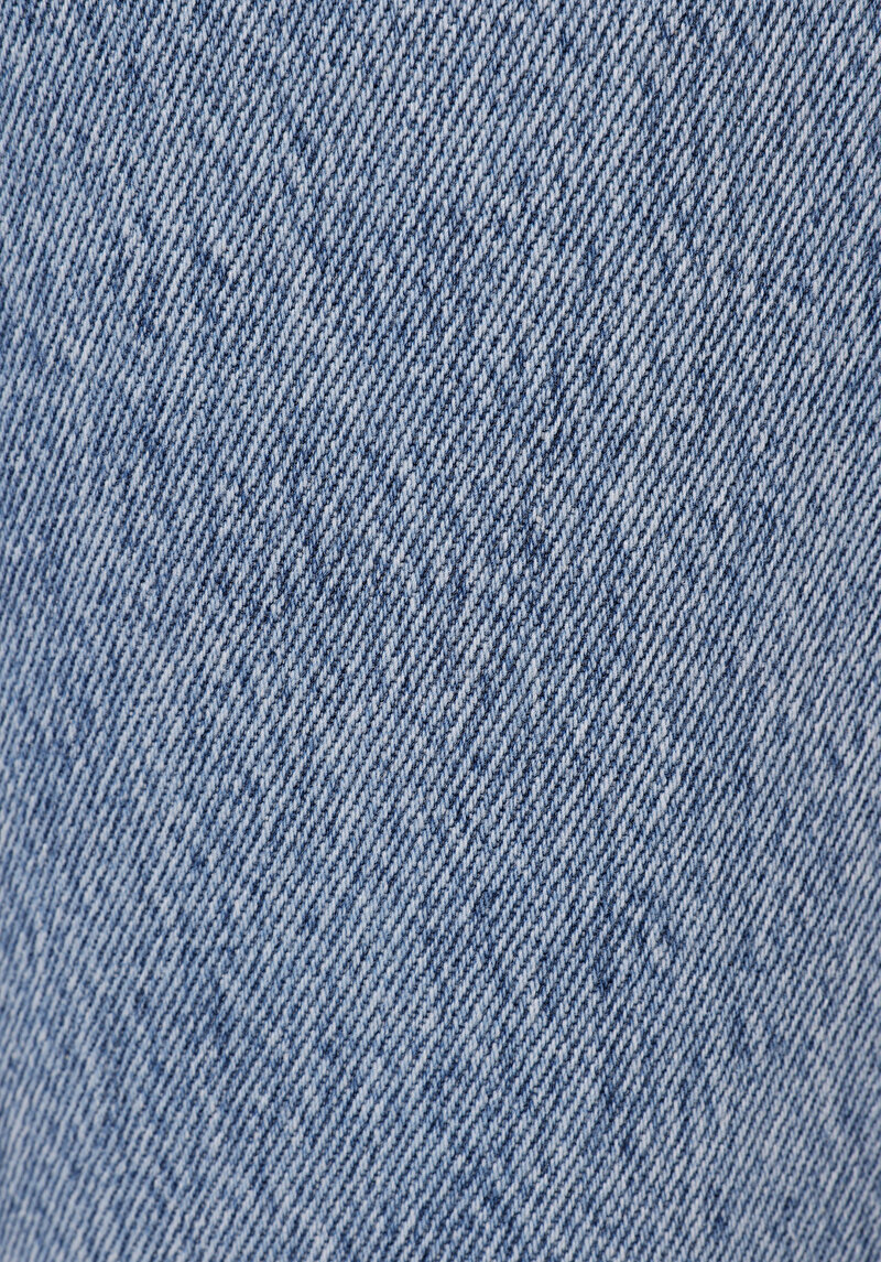 Straight Fit Orta Bel Düz Paça Kadın İndigo Jean Pantolon