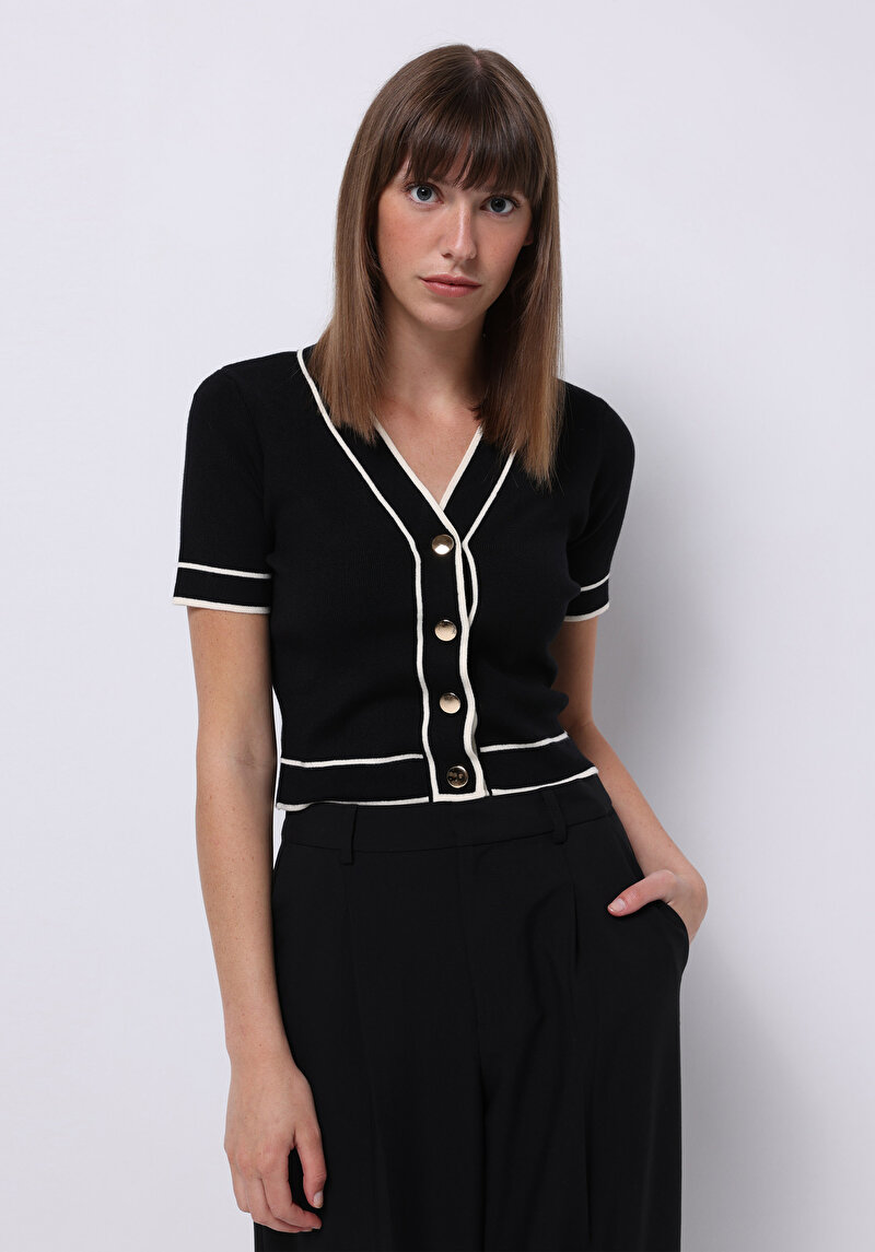 Regular Fit Kadın Siyah Hırka