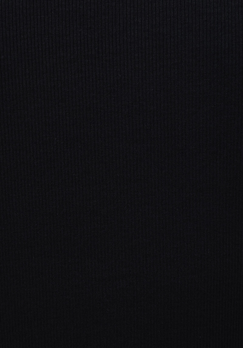 Slim Fit Yarım Balıkçı Yaka Düz Erkek Siyah Uzun Kol Tişört