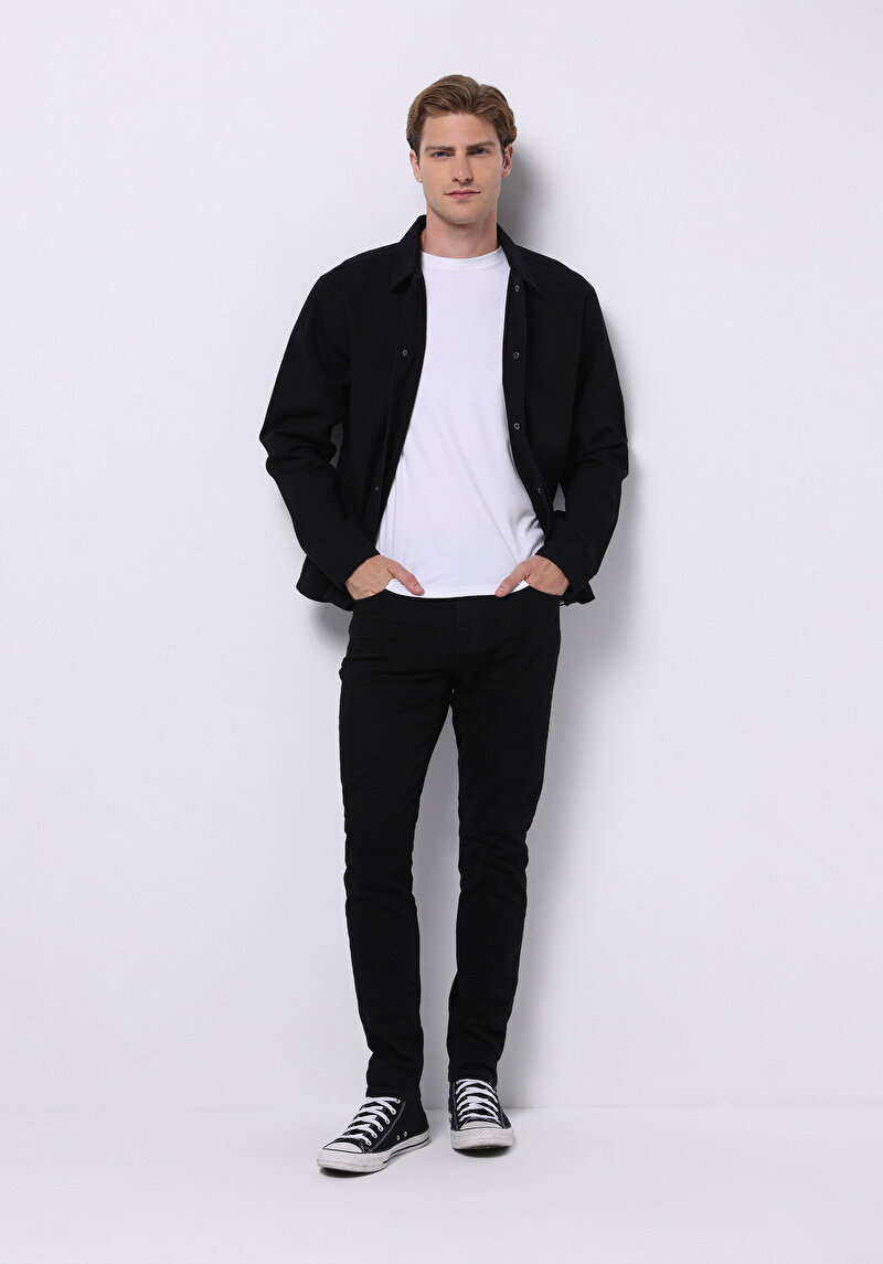 Crop Fit   Erkek Siyah Shacket