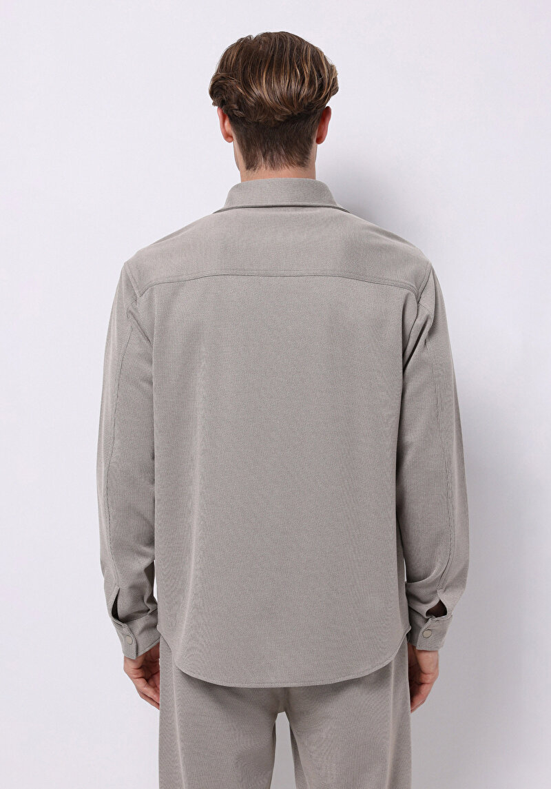 Regular Fit   Erkek Bej Shacket