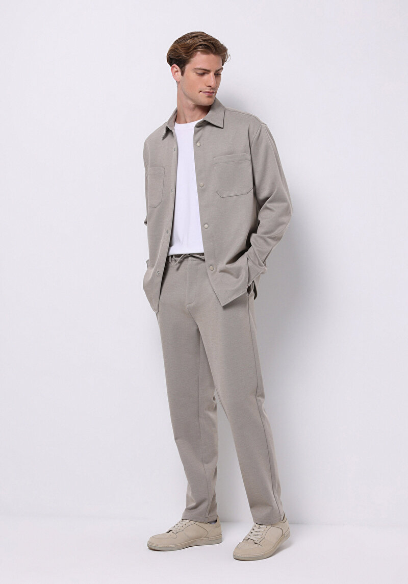 Regular Fit   Erkek Bej Shacket