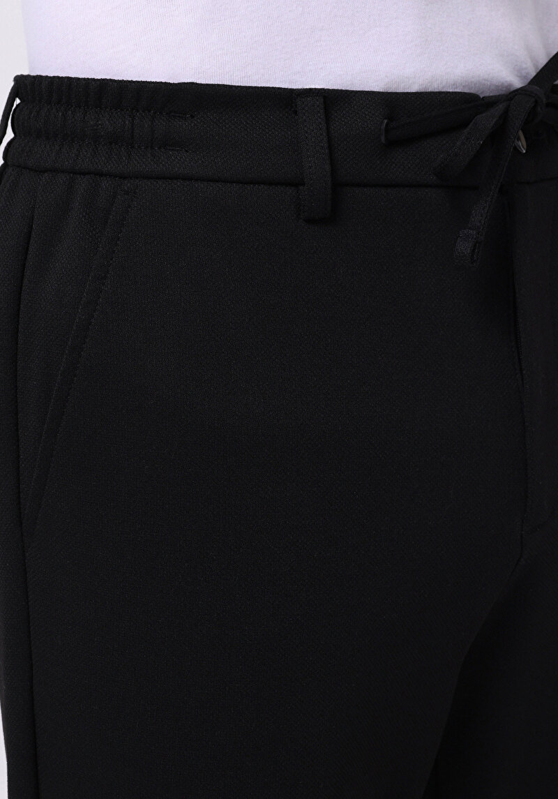 Regular Fit Orta Bel Düz Paça Erkek Siyah  Pantolon