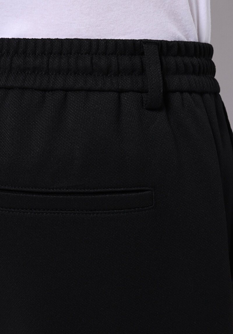 Regular Fit Orta Bel Düz Paça Erkek Siyah  Pantolon
