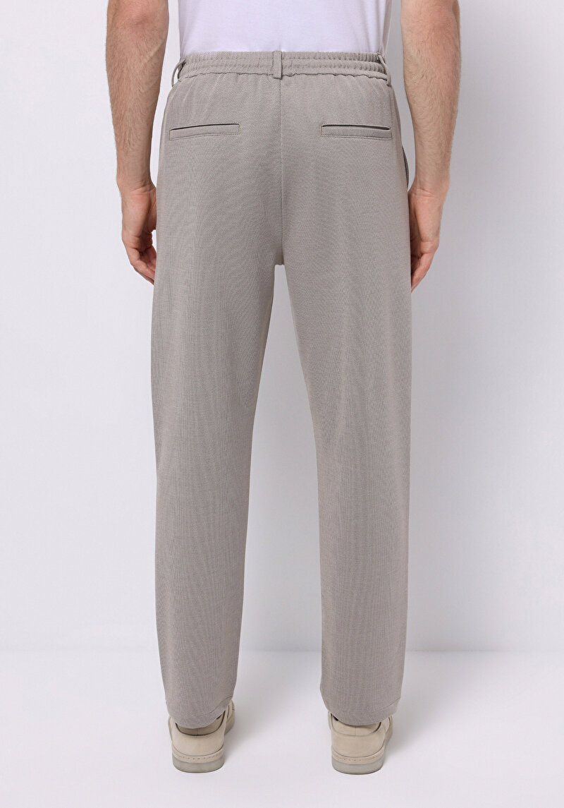 Regular Fit Orta Bel Düz Paça Erkek Bej  Pantolon