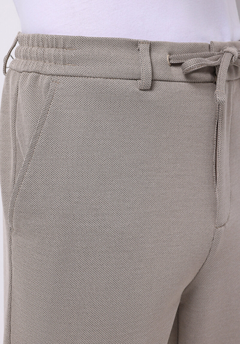 Regular Fit Orta Bel Düz Paça Erkek Bej  Pantolon