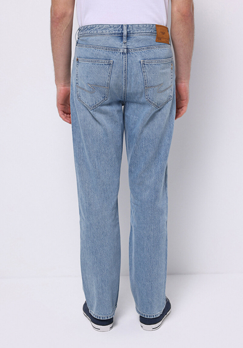 Regular Fit Erkek Pamuklu Light İndigo Denim Jean Pantolon