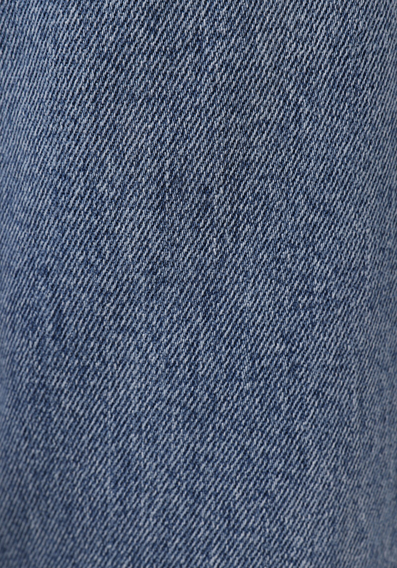 Straight Fit   Erkek Light İndigo Denim Jean Fermuarlı Pantolon