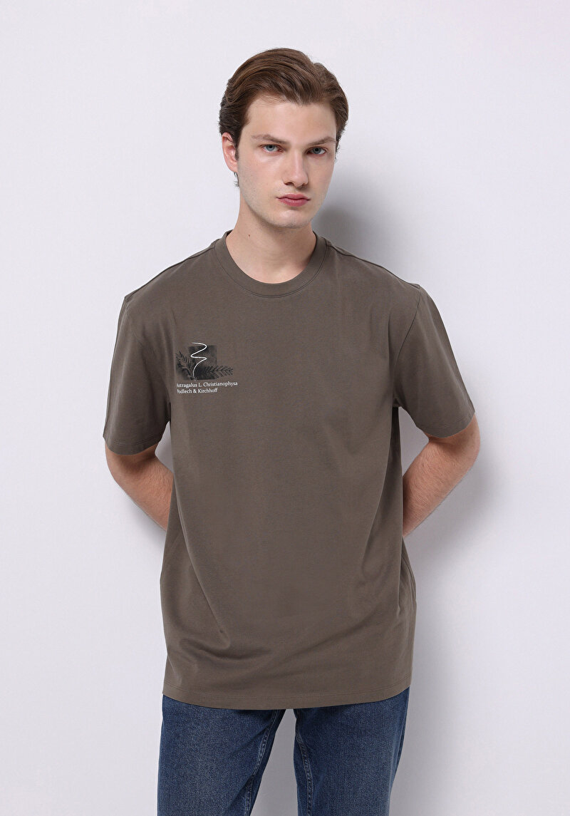 Comfort Fit Yuvarlak Yaka Düz Erkek Yeşil Kısa Kol Tişört