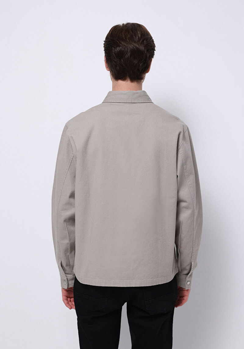 Crop Fit   Erkek Bej Shacket