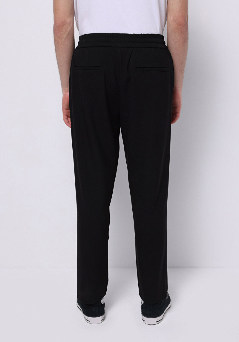 Regular Fit Orta Bel Düz Paça Erkek Siyah  Pantolon