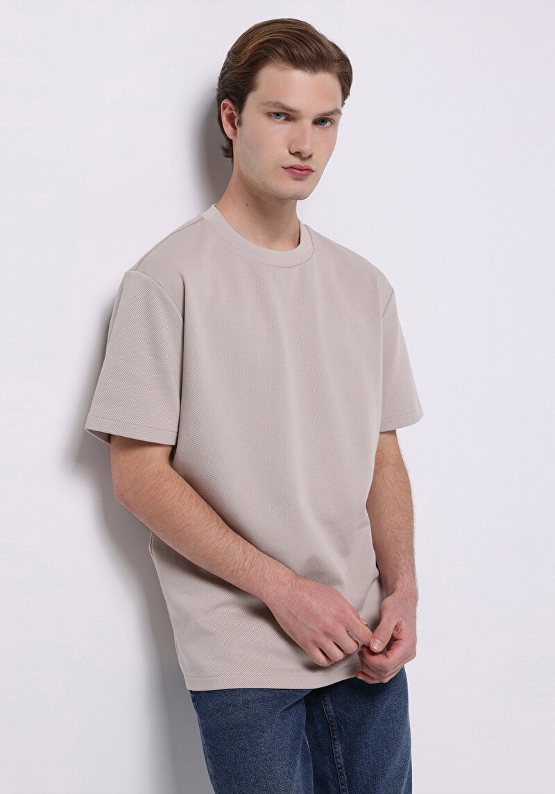 Comfort Fit Yuvarlak Yaka Düz Erkek Taş Kısa Kol Tişört