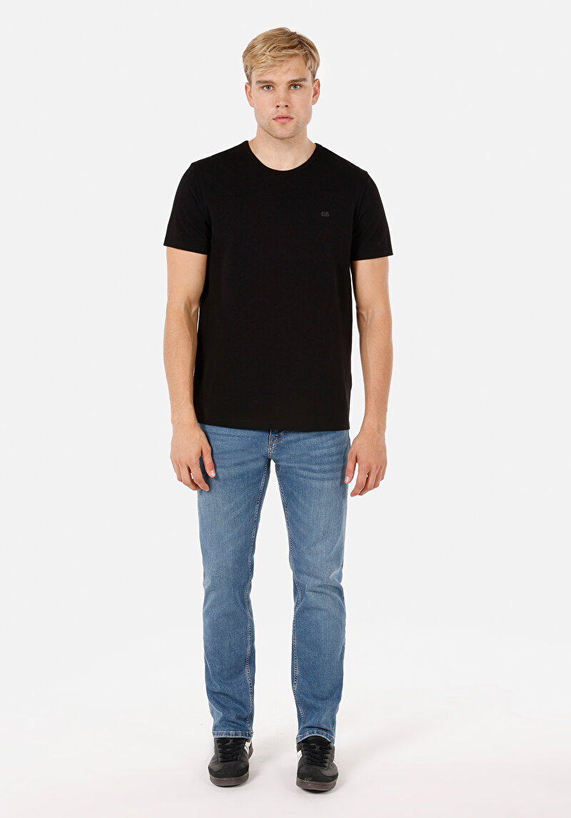 Regular Fit Orta Bel Düz Paça Erkek Koyu İndigo Jean Pantolon