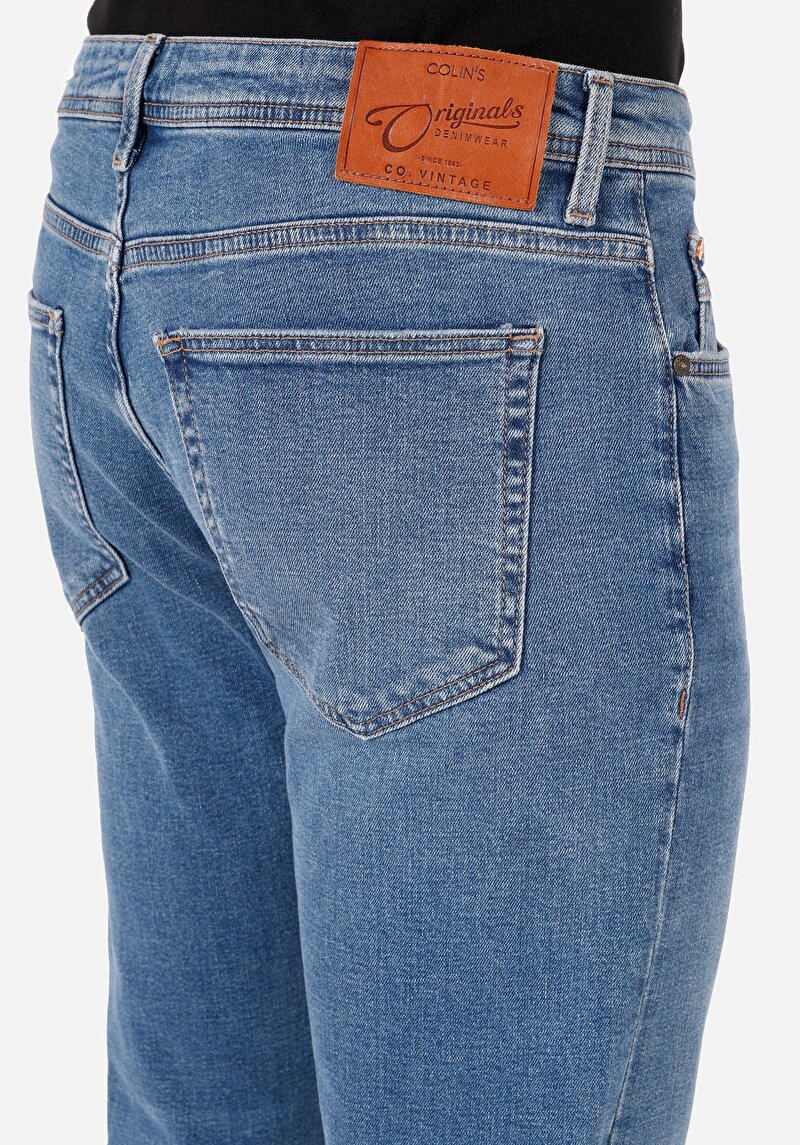Regular Fit Orta Bel Düz Paça Erkek Koyu İndigo Jean Pantolon