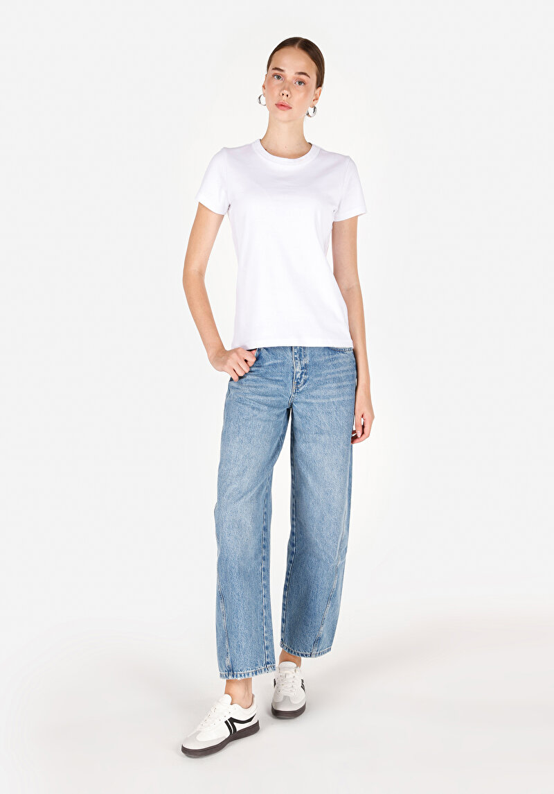 Balloon Fit Kadın İndigo Jean Pantolon