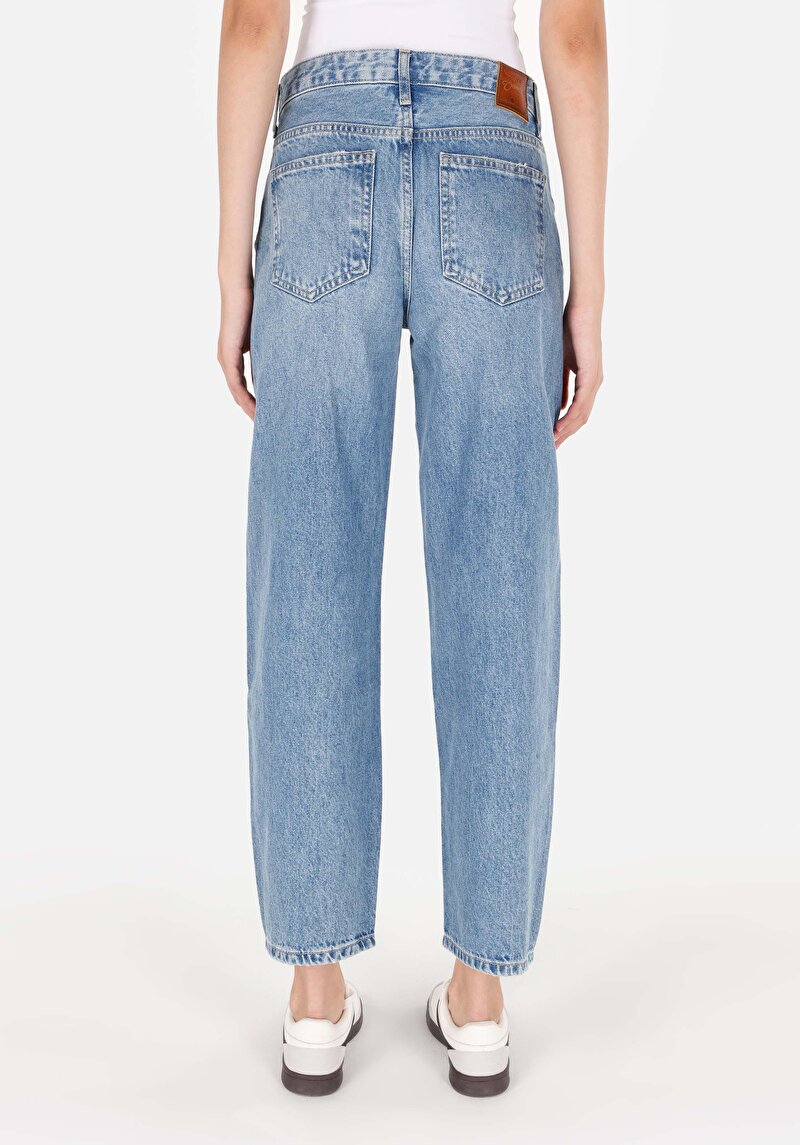 Balloon Fit Kadın İndigo Jean Pantolon