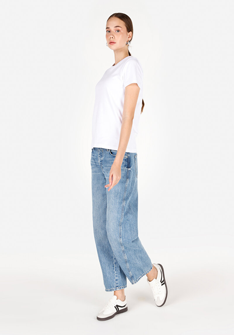 Balloon Fit   Kadın İndigo Jean Pantolon