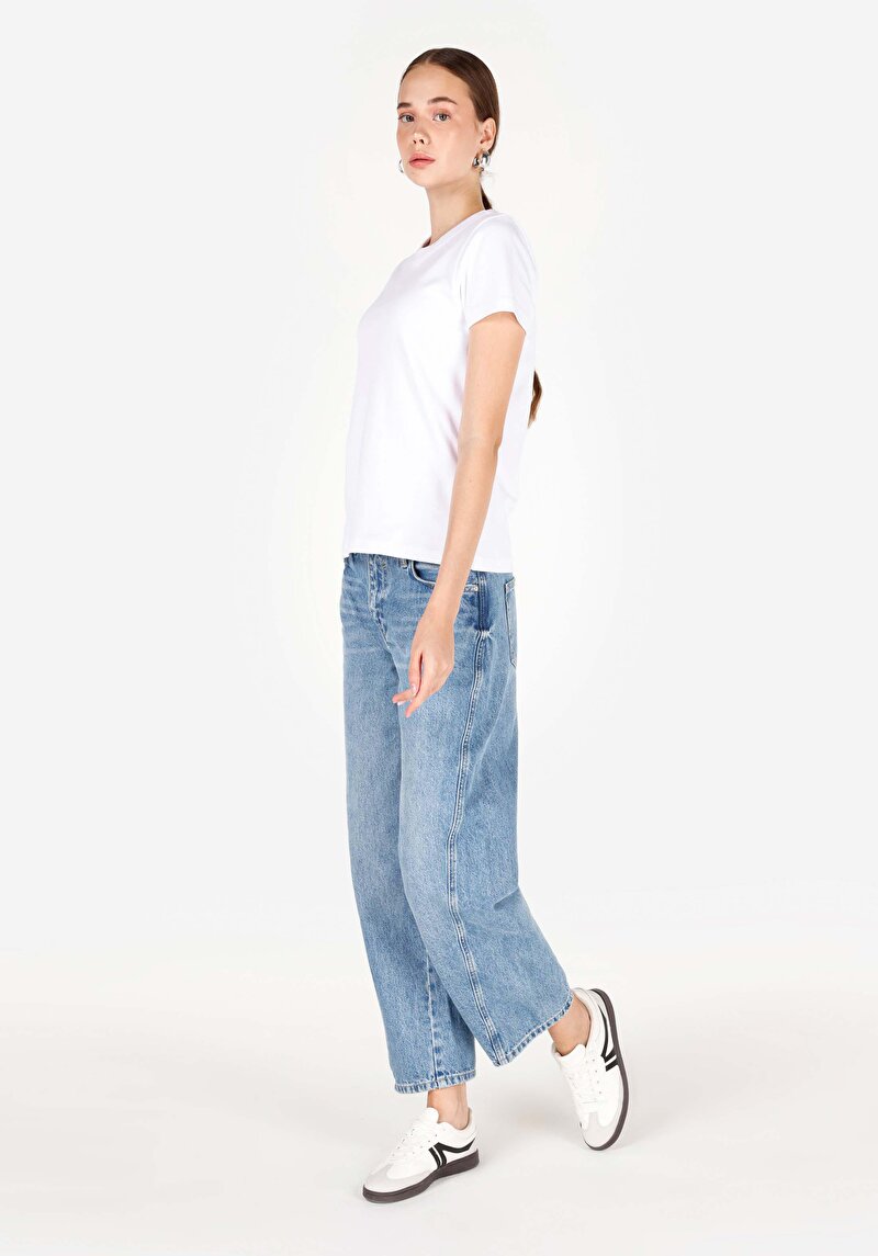 Balloon Fit Kadın İndigo Jean Pantolon