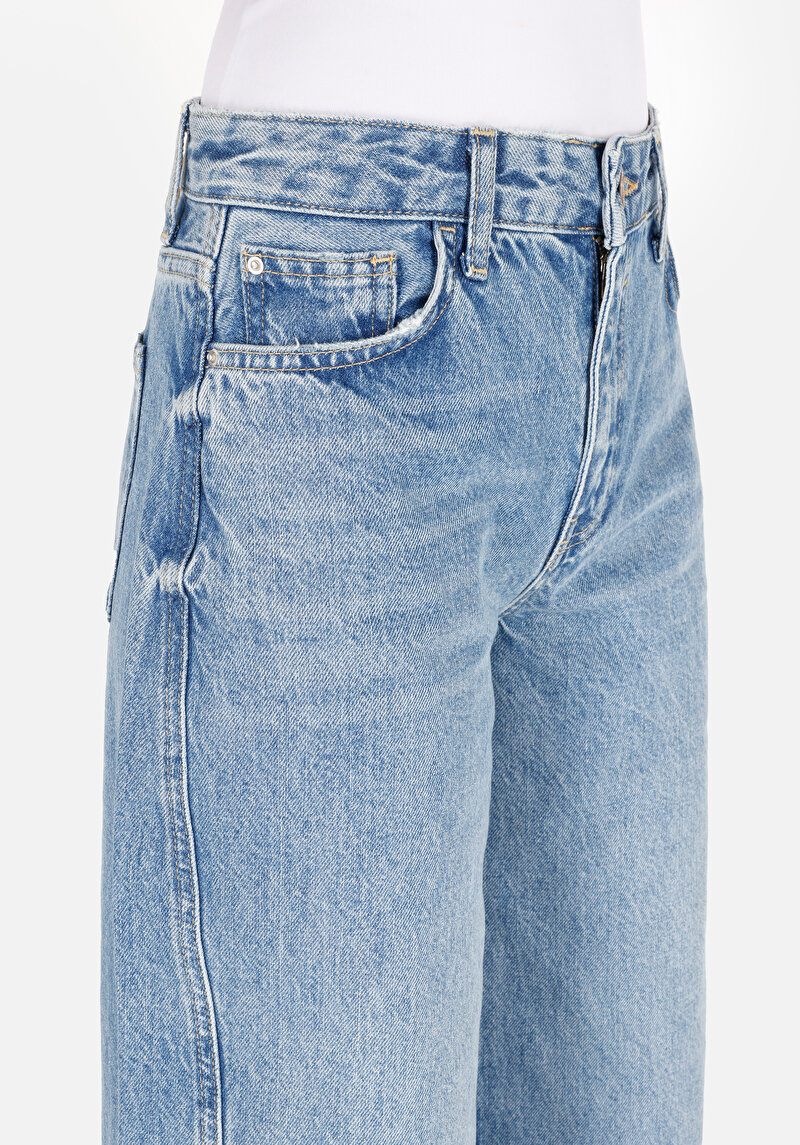 Balloon Fit   Kadın İndigo Jean Pantolon