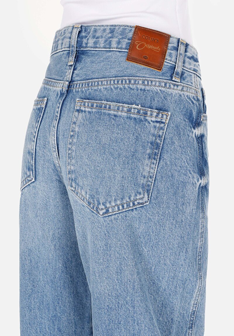 Balloon Fit   Kadın İndigo Jean Pantolon