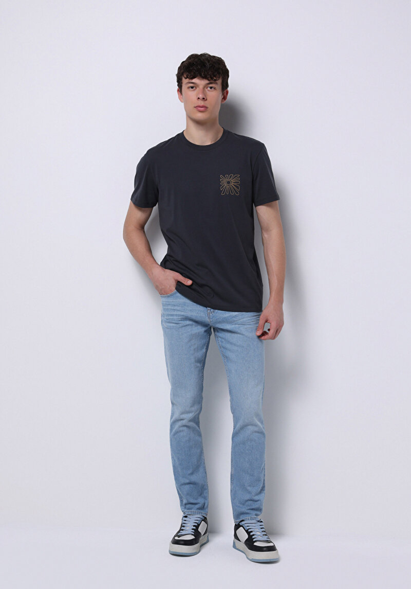 Straight Fit Düşük Bel Düz Paça Erkek İndigo Jean Pantolon