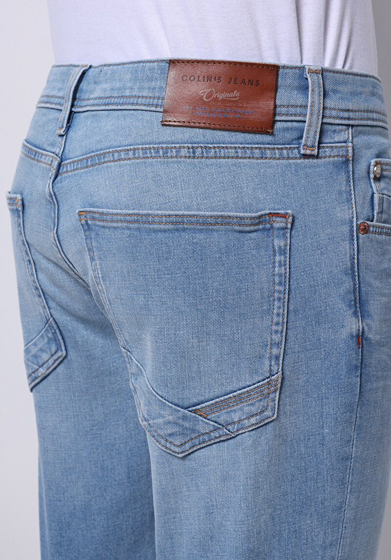 Straight Fit Düşük Bel Düz Paça Erkek İndigo Jean Pantolon