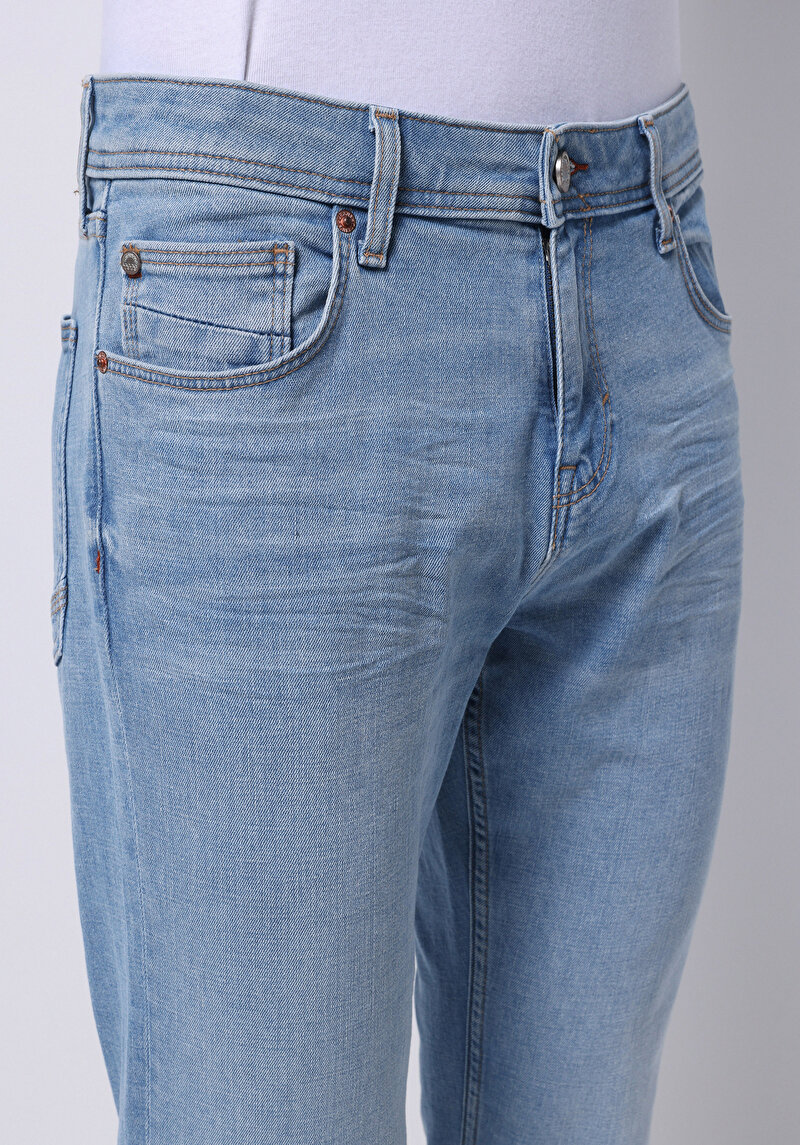 Straight Fit Düşük Bel Düz Paça Erkek İndigo Ecologic Jean Pantolon