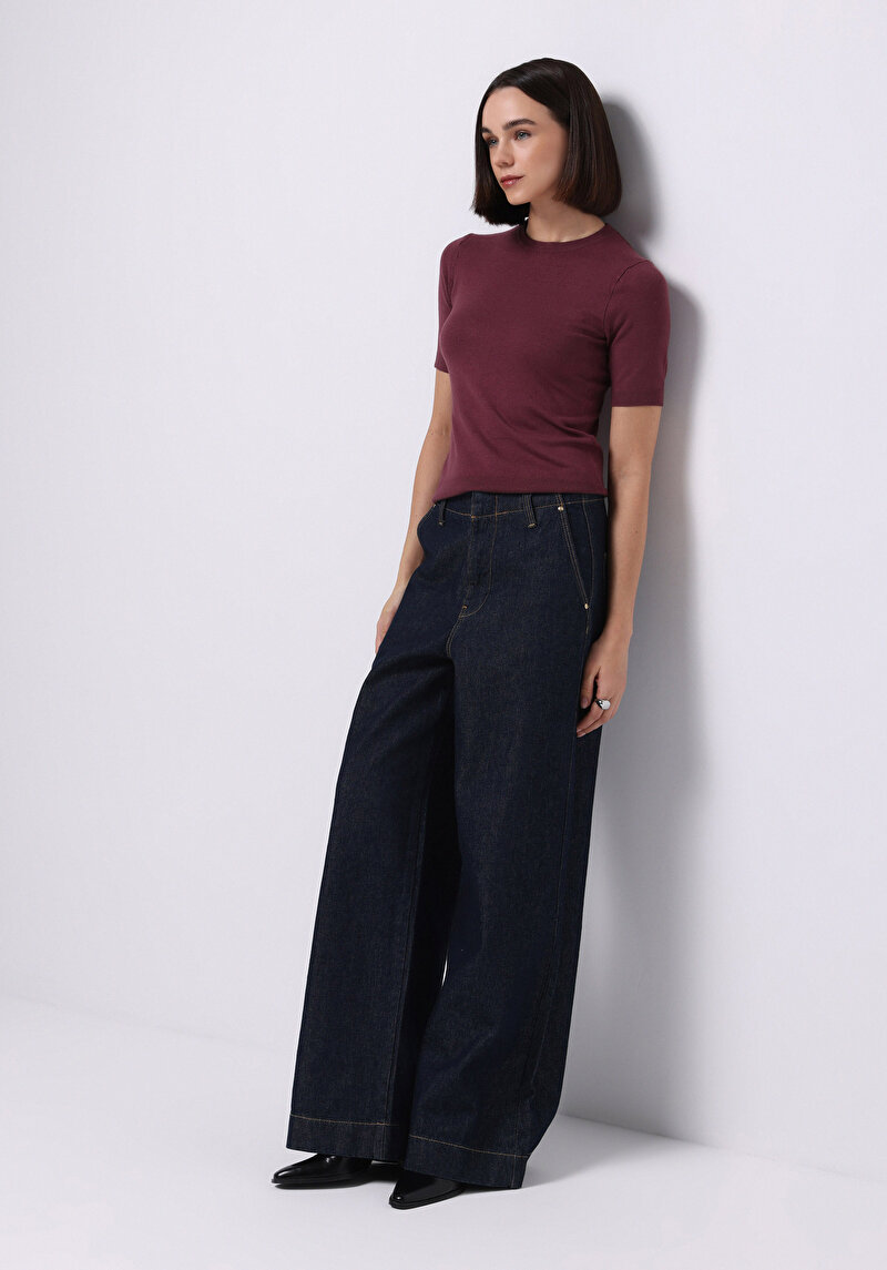 Slim Fit   Kadın Bordo  Kazak