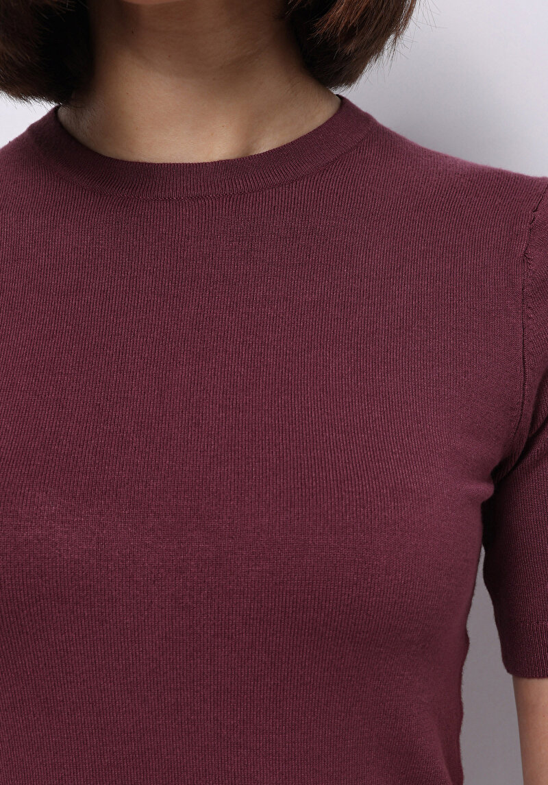 Slim Fit Kadın Bordo Kazak