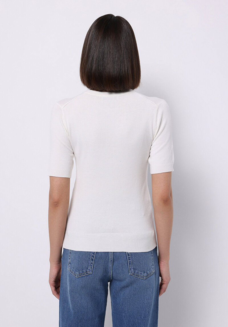 Slim Fit Kadın Beyaz Kazak