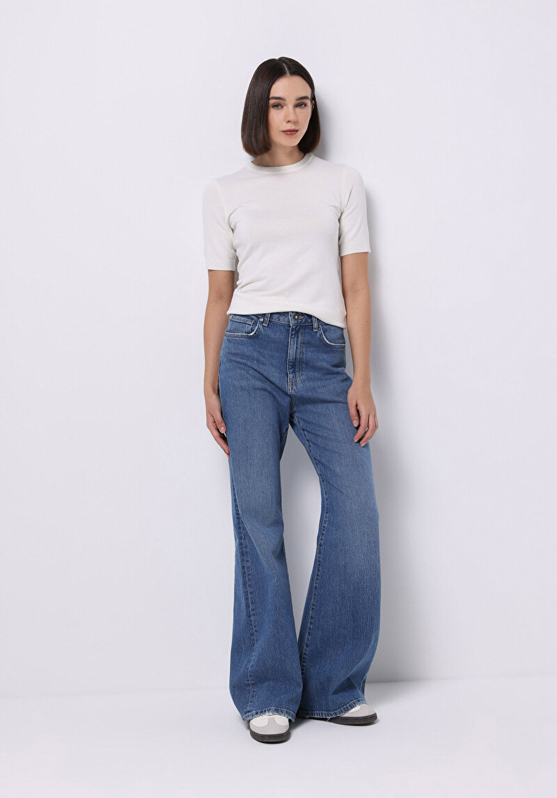 Slim Fit Kadın Beyaz Kazak