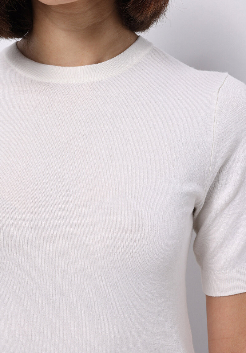 Slim Fit Kadın Beyaz Kazak
