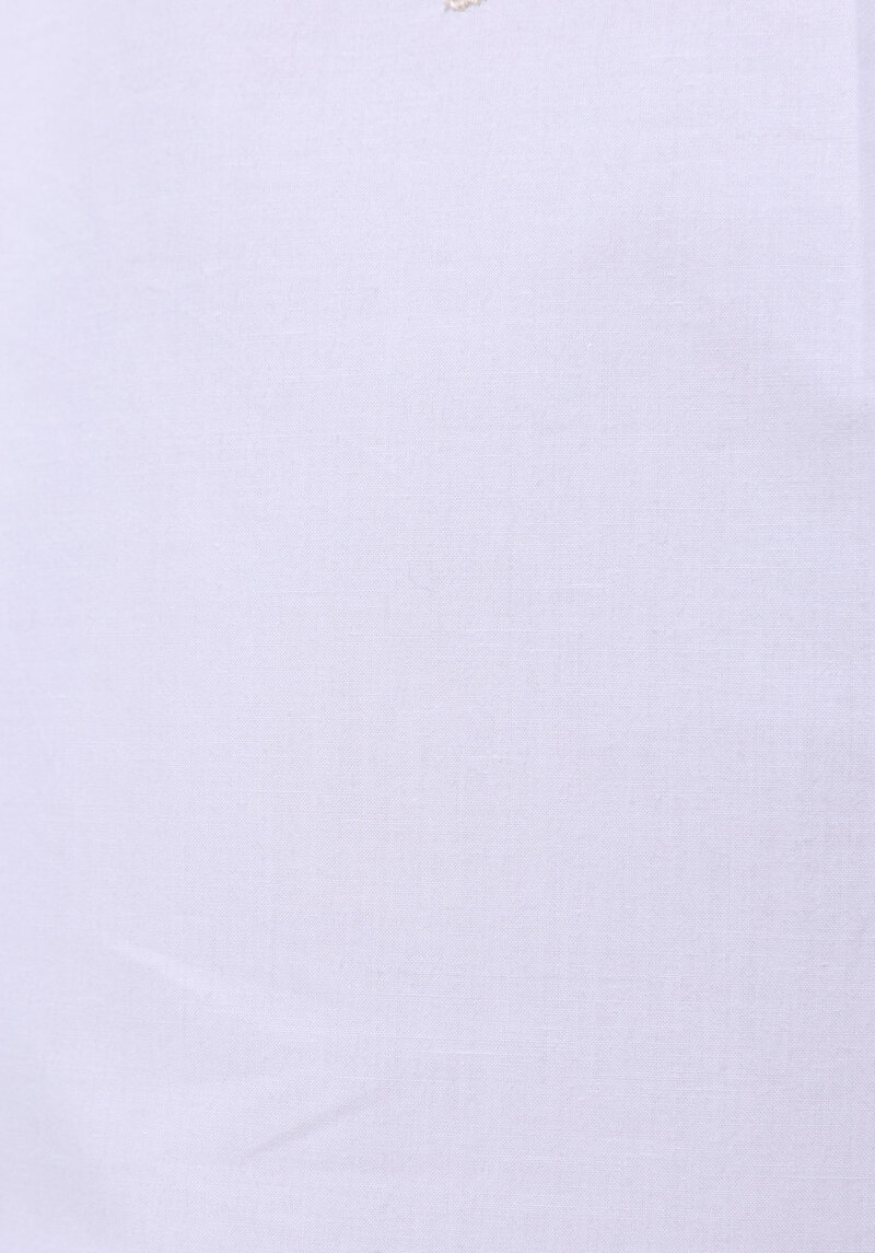 Regular Fit Shirt Neck Nakışlı Kadın Beyaz Uzun Kol Gömlek