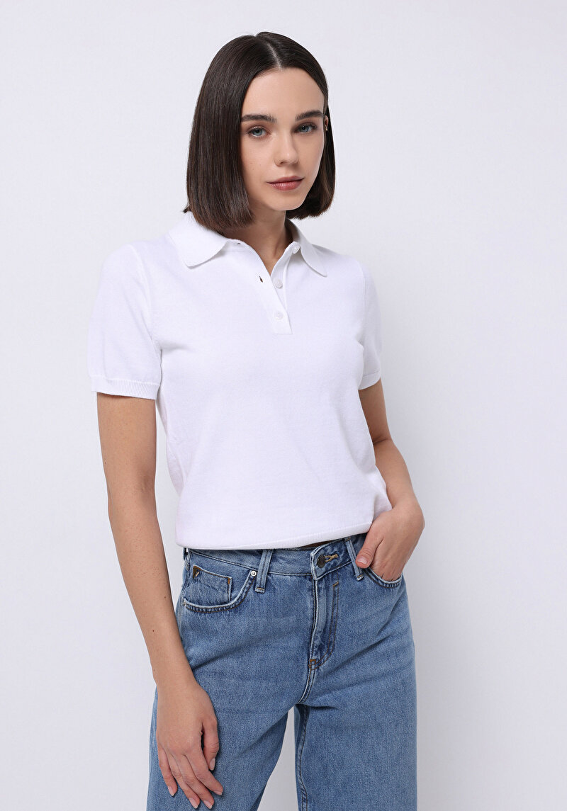 Regular Fit Kadın Beyaz Kazak