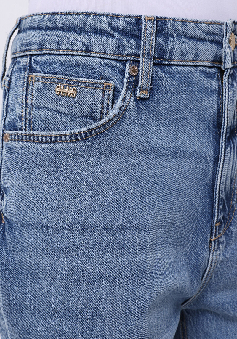Straight Fit   Kadın İndigo Jean Pantolon