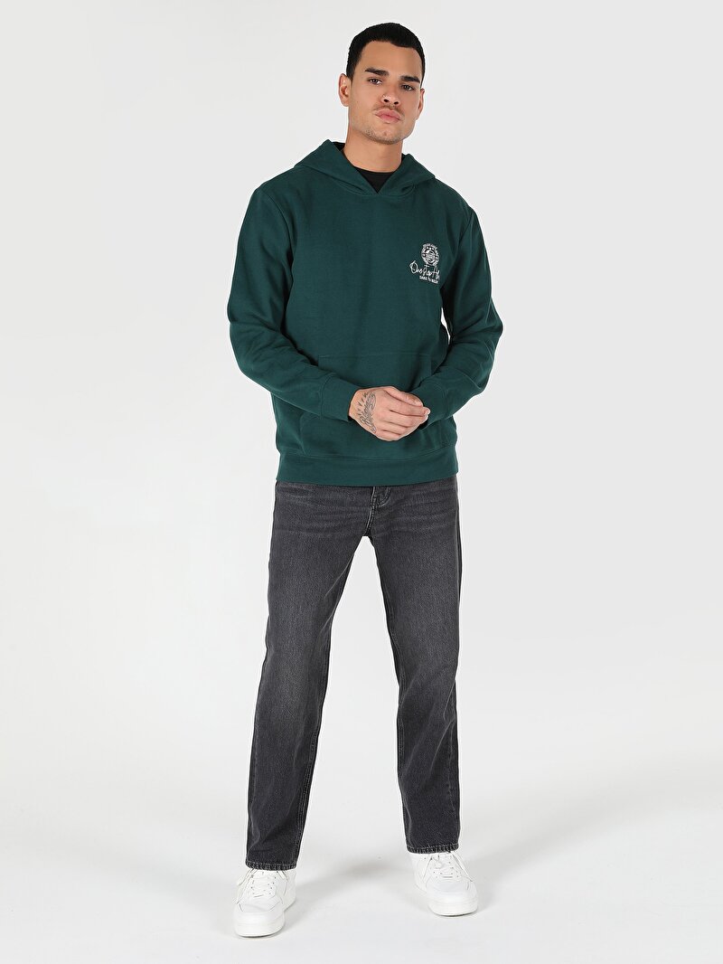 Regular Fit Erkek Yeşil Sweatshirt